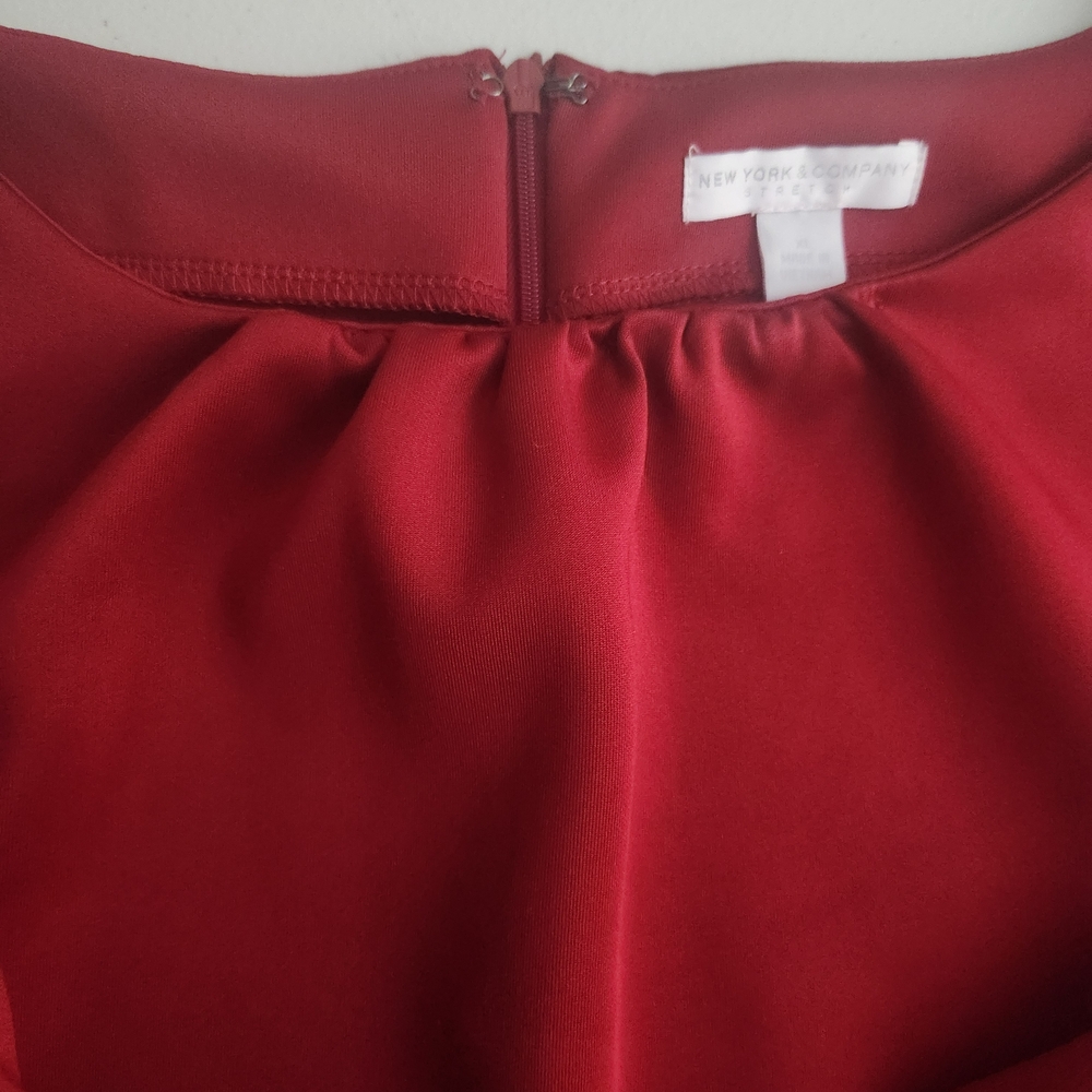 New York & Co. Women's Burgundy Red 3/4 Flare Sleeve Dress Stylish, Size XL EUC - Picture 6 of 10